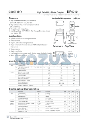 KP4010 datasheet - High Reliability Photo Coupler