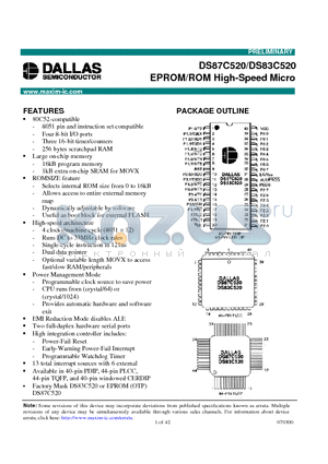 DS87C520-MNL datasheet - EPROM/ROM High-Speed Micro