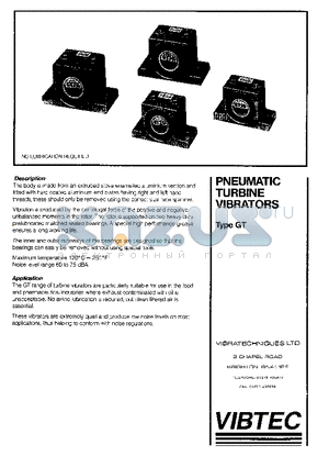 GT6 datasheet - PNEUMATIC TURBINE VIBRATIORS