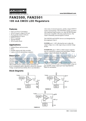 FAN2500S26X datasheet - 100 mA CMOS LDO Regulators