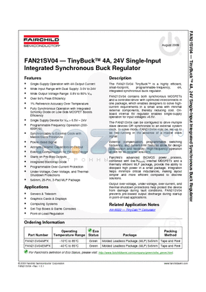 FAN21SV04MPX datasheet - TinyBuck 4A, 24V Single-Input Integrated Synchronous Buck Regulator