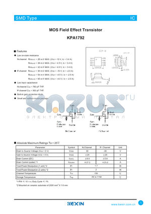KPA1792 datasheet - MOS Field Effect Transistor