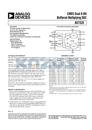 AD7528KR datasheet - CMOS Dual 8-Bit Buffered Multiplying DAC