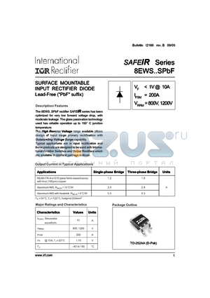 8EWS12SPBF datasheet - SURFACE MOUNTABLE INPUT RECTIFIER DIODE Lead-Free (