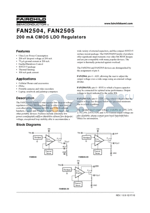 FAN2504_10 datasheet - 200 mA CMOS LDO Regulators