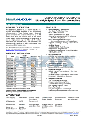 DS89C430-ENG datasheet - Ultra-High-Speed Flash Microcontrollers