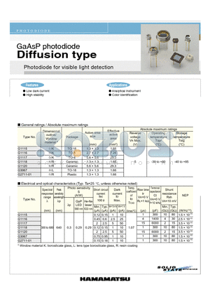 G1116 datasheet - GaAsP photodiode