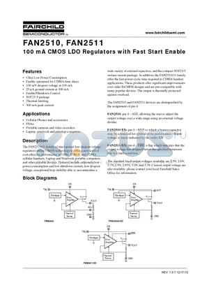 FAN2510SX datasheet - 100 mA CMOS LDO Regulators