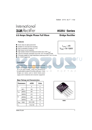 8GBU02 datasheet - 8.0 Amps Single Phase Full Wave