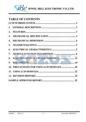 GT8002SWDMPRNP-V00-LWCX datasheet - SPECIFICATIONS FOR LCD MODULE