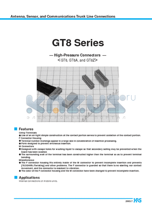 GT8C-20DP-2DSA datasheet - Antenna, Sensor, and Communications Trunk Line Connections