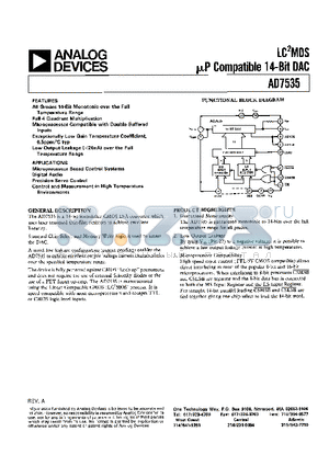 AD7535 datasheet - LC2MOS uP-COMPATIBLE 14-BIT DAC