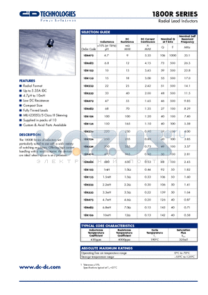 18R223 datasheet - Radial Lead Inductors