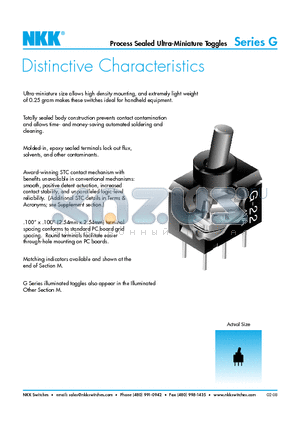 G12AH datasheet - Process Sealed Ultra-Miniature Toggles