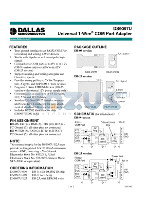 DS9097U datasheet - Universal 1-Wire COM Port Adapter