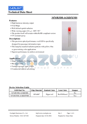 3474/R3DB-AGKB/MS datasheet - This precision optical performance oval LED is specifically designed for passenger information signs