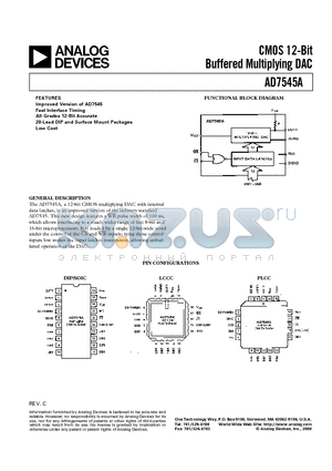 AD7545A datasheet - CMOS 12-Bit Buffered Multiplying DAC