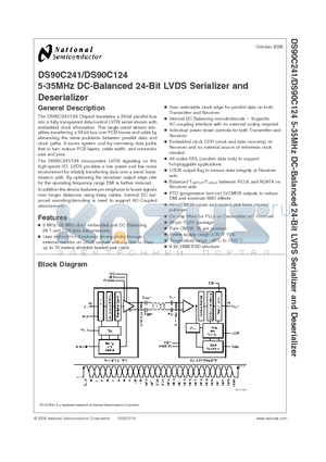 DS90C124 datasheet - 5-35MHz DC-Balanced 24-Bit LVDS Serializer and Deserializer