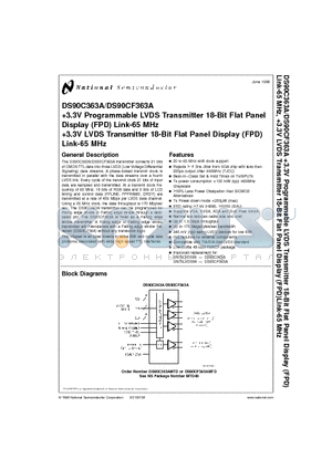 DS90C363AMTD datasheet - 3.3V Programmable LVDS Transmitter 18-Bit Flat Panel Display (FPD) Link-65 MHz, 3.3V LVDS Transmitter 18-Bit Flat Panel Display (FPD) Link-65 MHz