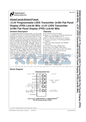 DS90C383A_03 datasheet - 3.3V Programmable LVDS Transmitter 24-Bit Flat Panel Display (FPD) Link-65 MHz 3.3V LVDS Transmitter 24-Bit Flat Panel Display (FPD) Link-65 MHz