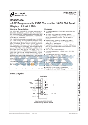 DS90C365A_05 datasheet - 3.3V programmable LVDS Transmitter 18-Bit Flat Panel Display Link-87.5 MHz