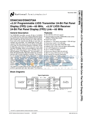 DS90C383 datasheet - 3.3V Programmable LVDS Transmitter 24-Bit Flat Panel Display (FPD) Link-65 MHz, 3.3V LVDS Receiver 24-Bit Flat Panel Display (FPD) Link-65 MHz