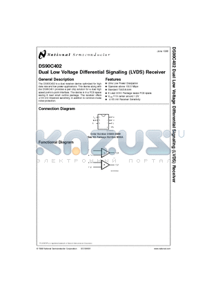 DS90C402M datasheet - Dual Low Voltage Differential Signaling (LVDS) Receiver