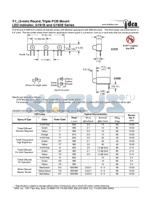 G192B datasheet - T-1, (3-mm) Round, Triple PCB Mount LED Indicator