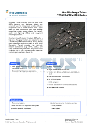 GTCX28-201M-R05 datasheet - Gas Discharge Tubes