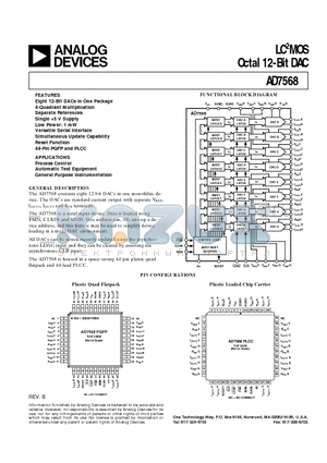 AD7568 datasheet - LC2MOS Octal 12-Bit DAC