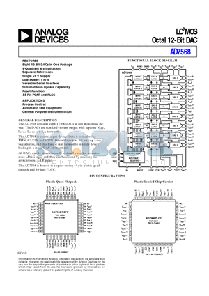 AD7568BPZ datasheet - LC2MOS Octal 12-Bit DAC