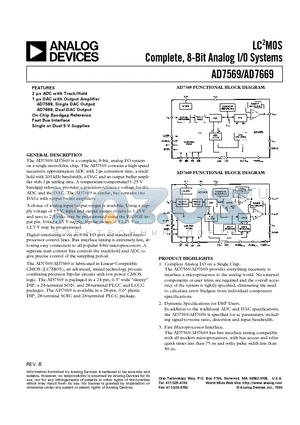 AD7569 datasheet - LC2MOS Complete, 8-Bit Analog I/0 Systems