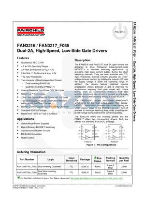 FAN3216TMX_12 datasheet - Dual-2A, High-Speed, Low-Side Gate Drivers