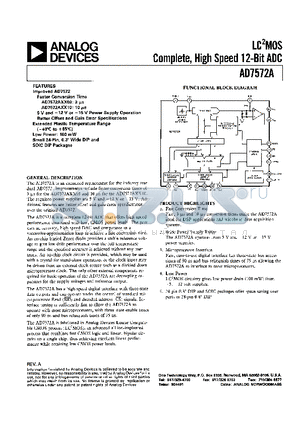 AD7572AAR03 datasheet - LC2MOS COMPLETE, HIGH SPEED 12-BIT ADC