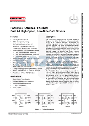 FAN3224TMPX datasheet - Dual 4A High-Speed, Low-Side Gate Drivers