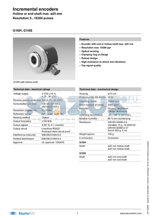 G1IOH.H22C322 datasheet - Incremental encoders