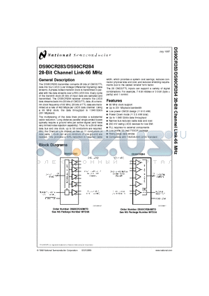 DS90CR284MTD datasheet - 28-Bit Channel Link-66 MHz