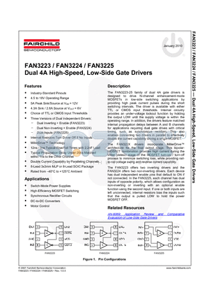 FAN3224 datasheet - Dual 4A High-Speed, Low-Side Gate Drivers