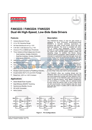 FAN3225TMX datasheet - Dual 4A High-Speed, Low-Side Gate Drivers