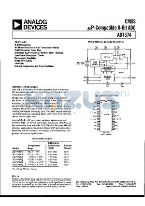 AD7574AQ datasheet - CMOS uP-COMPATIBLE 8-BIT DAC