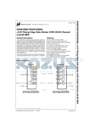 DS90CR288AMTD datasheet - 3.3V Rising Edge Data Strobe LVDS 28-Bit Channel Link-85 MHZ