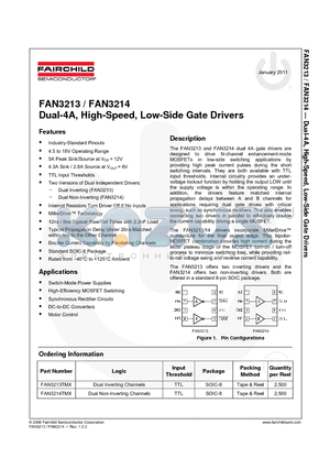 FAN3226T datasheet - Dual-4A, High-Speed, Low-Side Gate Drivers