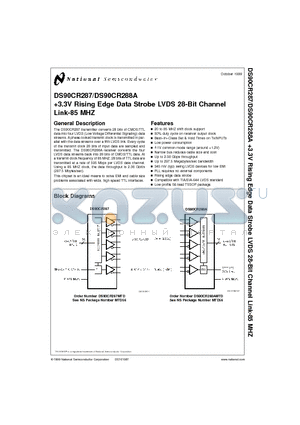 DS90CR287MTD datasheet - 3.3V Rising Edge Data Strobe LVDS 28-Bit Channel Link-85 MHZ