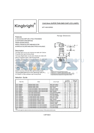KPT-1608YT datasheet - 1.6x0.8mm SUPER THIN SMD CHIP LED LAMPS
