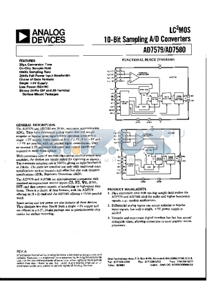 AD7579BQ datasheet - LC2MOS 10-BIT SAMPLING A/D CONVERTERS