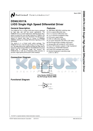 DS90LV017 datasheet - LVDS Single High Speed Differential Driver