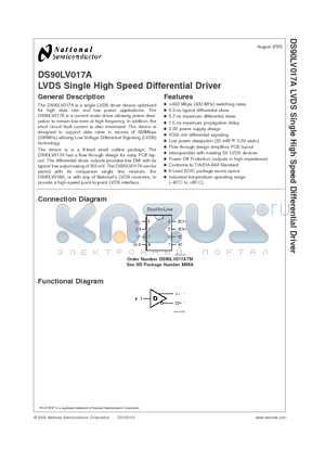 DS90LV017A datasheet - LVDS Single High Speed Differential Driver