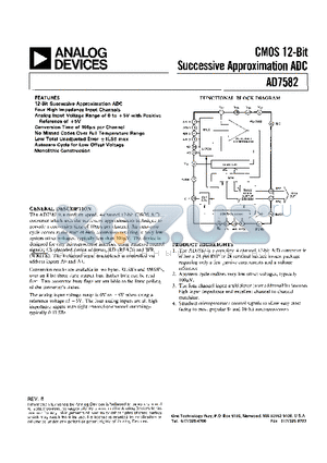 AD7582TQ datasheet - CMOS 12-BIT SUCCESSIVE APPROXIMATION ADC