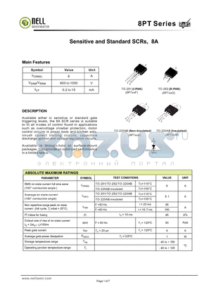 8PT10F-T datasheet - Sensitive and Standard SCRs, 8A