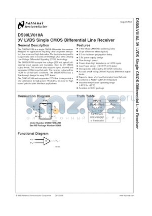 DS90LV018A_05 datasheet - 3V LVDS Single CMOS Differential Line Receiver